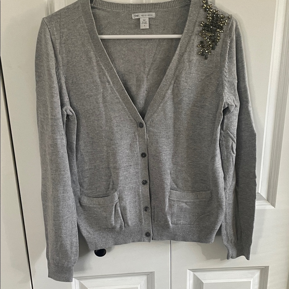 GAP Women's Gray Cardigan with Decorative Accents